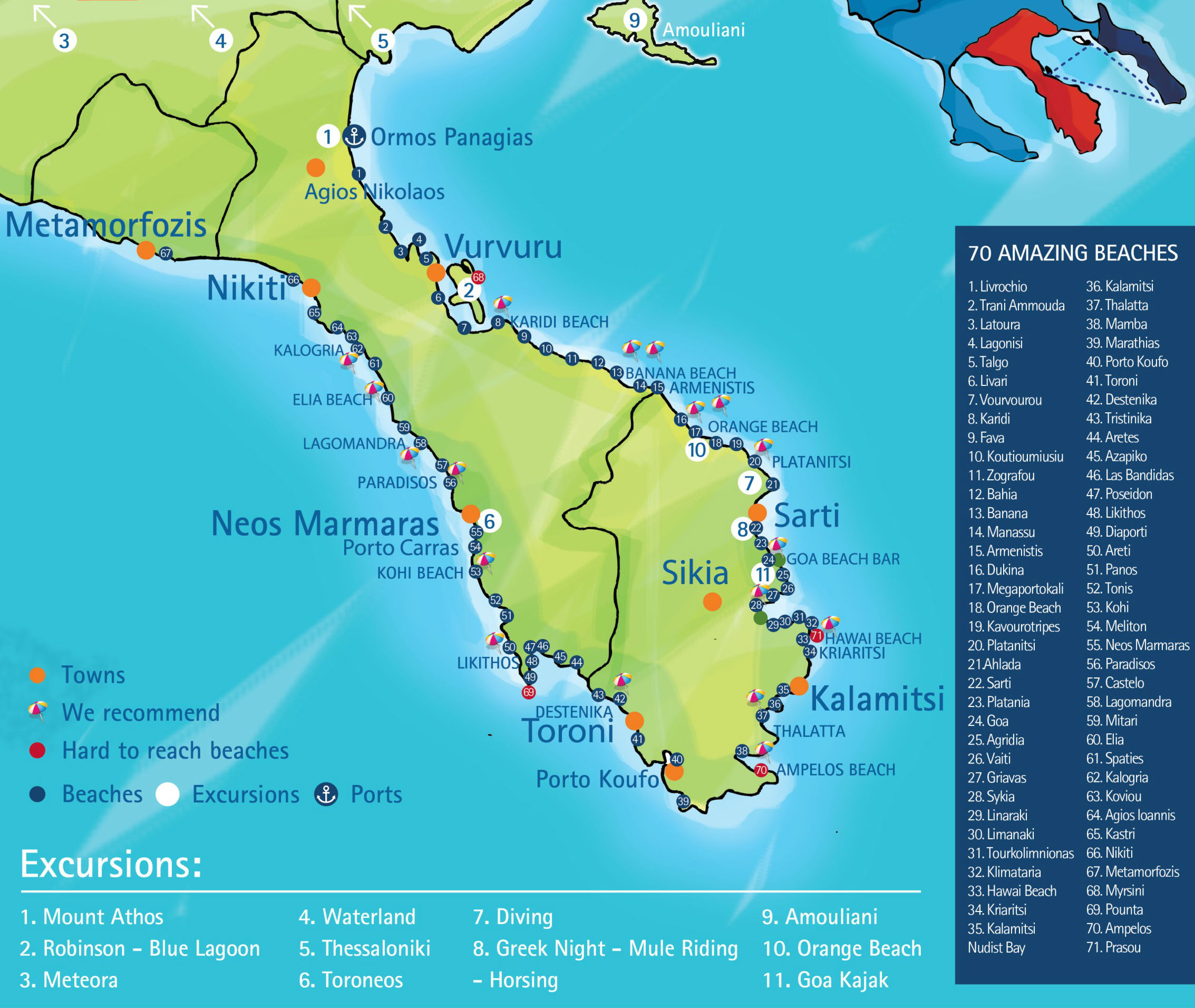 mapa grcke sitonija Sitonija mapa | Svet Putovanja mapa grcke sitonija