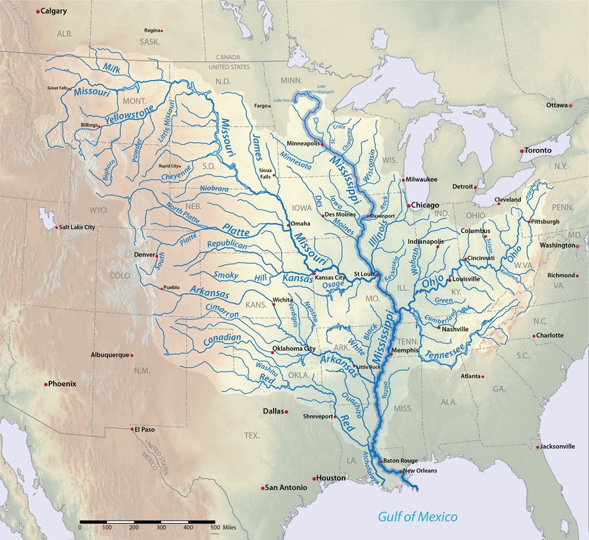 Mapa reke Misisipi