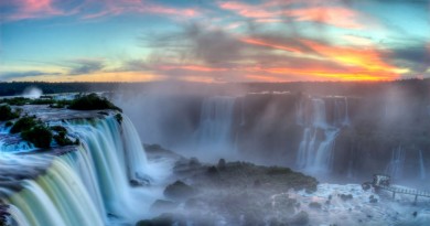 Brazil Iguazu falls sunset